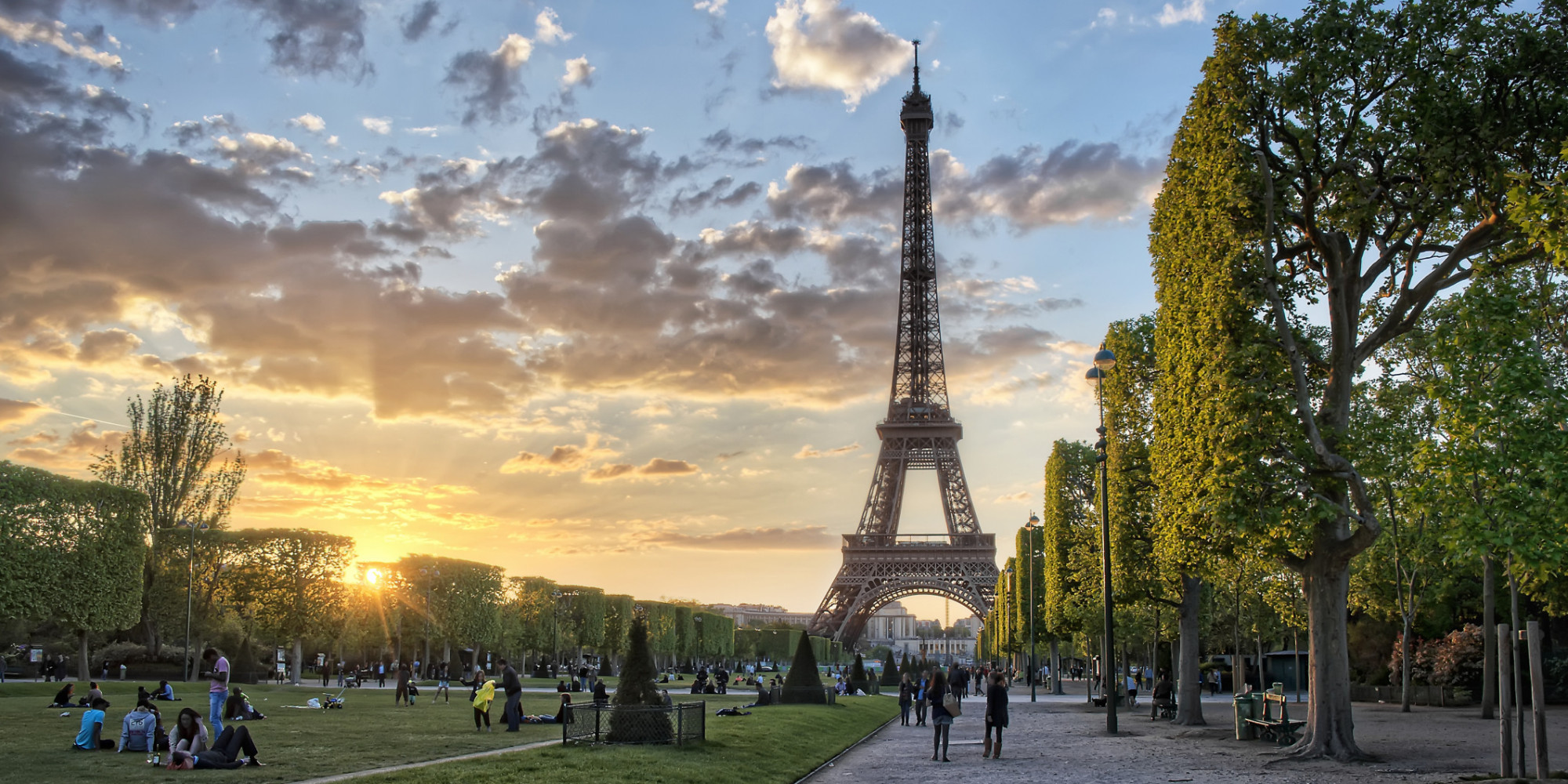 The Eiffel Tower at sunset