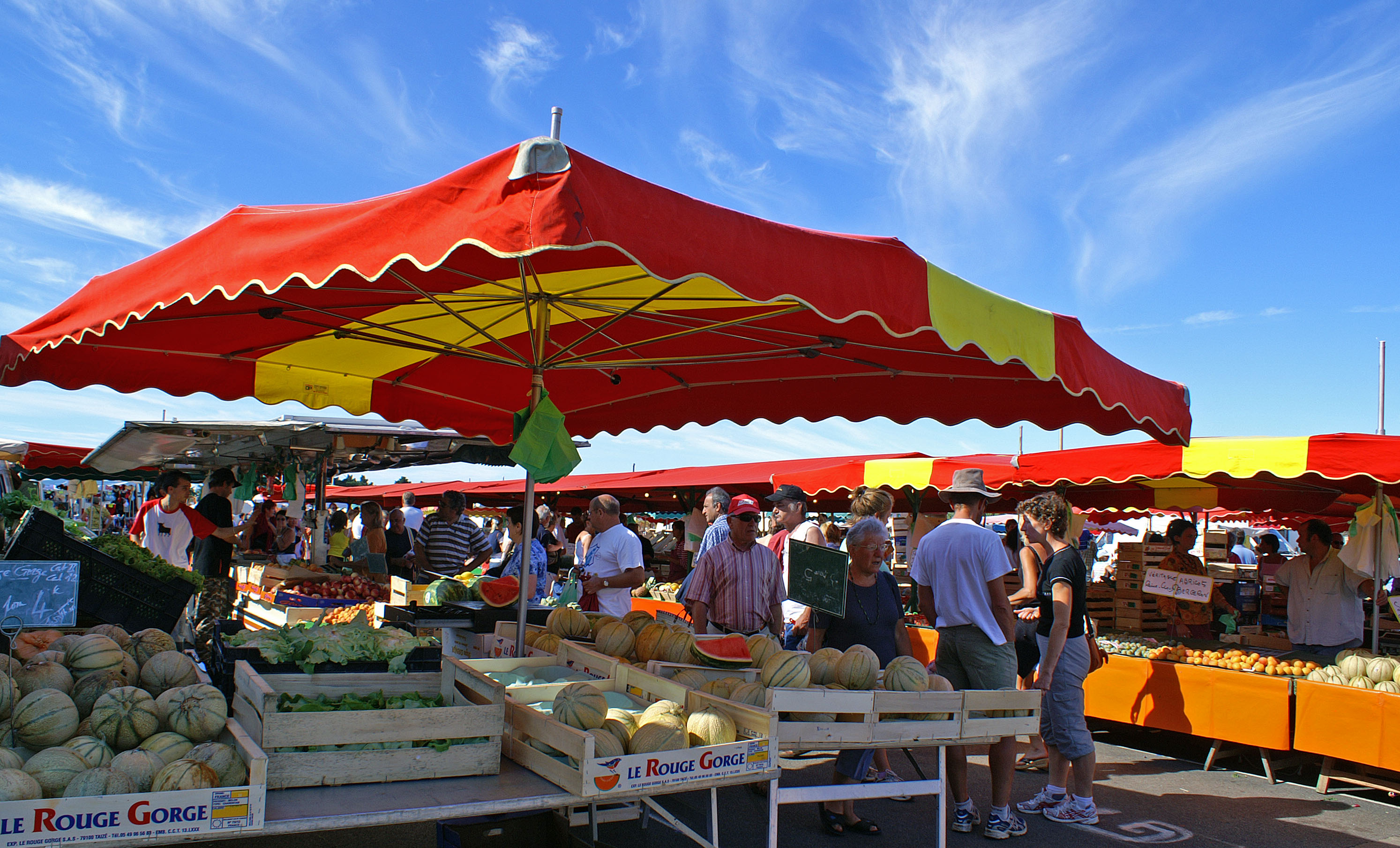 A colourful open-air market in France